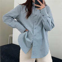 Load image into Gallery viewer, Korean Chic Women Solid Shirt Office Ladies Casual Tops And Shirts Female Long Sleeves Blouses Chic Pocket