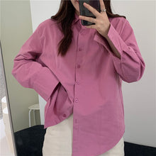 Load image into Gallery viewer, Korean Chic Women Solid Shirt Office Ladies Casual Tops And Shirts Female Long Sleeves Blouses Chic Pocket
