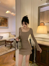 Load image into Gallery viewer, Korean Fashion Knitted Dress Women Long Sleeve Short Party Dress Elegant 2022 Autumn Slim Sexy Y2k Mini Dress Casual Female Chic