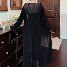 Load image into Gallery viewer, Ladies Pajamas Sexy Nightdress Long Sleeve Lace Edge Robe Sexy Women'S Nightwear New Hollow Design Sling Sleepwear 2 Piece Set