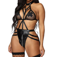 Load image into Gallery viewer, Latex Leather Bodysuits For Women Sexy Lingerie Porno Costumes Backless Bandage Teddies Underwear Erotic Rompers Sex Bodysuit