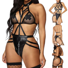 Load image into Gallery viewer, Latex Leather Bodysuits For Women Sexy Lingerie Porno Costumes Backless Bandage Teddies Underwear Erotic Rompers Sex Bodysuit