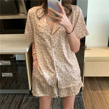 Load image into Gallery viewer, Leopard-Print Pajamas Women'S 2 Piece Set Summer Clothes For Women Silk Short-Sleeved Shorts Thin Satin Home Dress Pantsuits