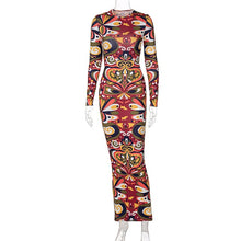 Load image into Gallery viewer, Long Dresses Irregular Printed Long Sleeves O-Neck Woman Clothes Casual Women's Dresses Autumn Female Clothing Fashion Vestidos