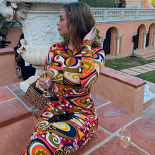 Load image into Gallery viewer, Long Dresses Irregular Printed Long Sleeves O-Neck Woman Clothes Casual Women's Dresses Autumn Female Clothing Fashion Vestidos