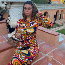 Load image into Gallery viewer, Long Dresses Irregular Printed Long Sleeves O-Neck Woman Clothes Casual Women's Dresses Autumn Female Clothing Fashion Vestidos