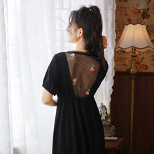 Load image into Gallery viewer, Long Nighty Cotton Nightgowns Women Print Gown Nighty Palace Vintage Sleepshirts Ladies Sexy Hot Erotic Home Clothing Black