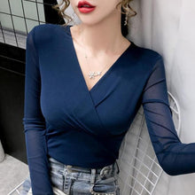 Load image into Gallery viewer, Long Sleeve Red Blouse Tops Blouse Women Blusas Mujer De Moda 2021 Embroidery V-Neck Chiffon Blouse Shirt Women Blouses tops