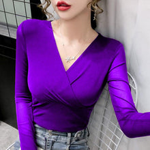 Load image into Gallery viewer, Long Sleeve Red Blouse Tops Blouse Women Blusas Mujer De Moda 2021 Embroidery V-Neck Chiffon Blouse Shirt Women Blouses tops