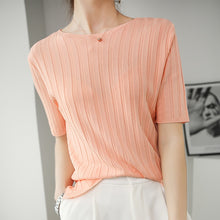 Load image into Gallery viewer, Loose Tops Women Summer Solid Casual O Neck Short Sleeve Female Pullover Knitwear Elegant Chic Sweet Basic Girls Sweater Tees