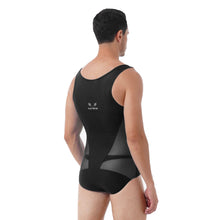 Load image into Gallery viewer, Mens Erotic Jumpsuits Semi-see through Sheer Mesh Patchwork Wrestling Sport Bodysuit Sleeveless Bulge Pouch Leatord Swimsuit