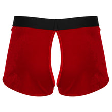 Load image into Gallery viewer, Mens Erotic Lingerie Christmas Underwear Crotchless Velvet Boxer Shorts Underpants Sissy Male Fluffy Ball Decor New Year Panties