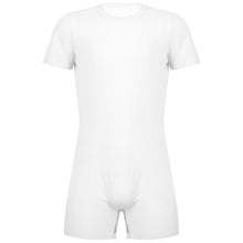 Load image into Gallery viewer, Mens  Male Short Bodysuit Zipper One-pieces Rompers Round Neck Casual Invisible Jumpsuit for Summer Sports Exercise Running