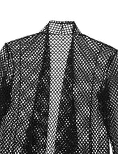 Load image into Gallery viewer, Mens Summer Fishnet Party Open Front Cardigan Asymmetric High Low Hem Mesh Transparent Long Cape T-Shirts Casual Cloak Tops