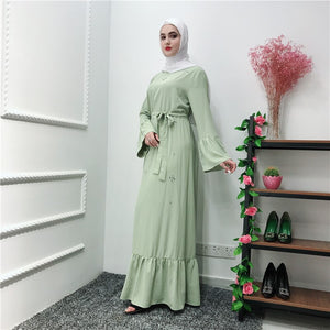 Middle East Islam Dubai Muslim Ladies Beaded Dress With Lace-up British Style Pendulum Type Temperament Dress Fashion Robe