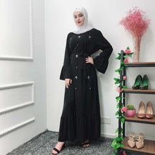 Load image into Gallery viewer, Middle East Islam Dubai Muslim Ladies Beaded Dress With Lace-up British Style Pendulum Type Temperament Dress Fashion Robe
