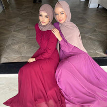 Load image into Gallery viewer, Middle Eastern Muslim Clothes Women's Wear National Wind Chiffon Hui Nationality Solid Color Robe And Ankle Dress Abaya Dubai