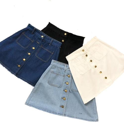 New 2021 Spring Summer TRF Womens ALine Jeans Short Denim Mini Skirt Button Off Double Pockets Harajuku Sexy Y2K Falda Skirts