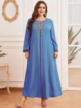 Load image into Gallery viewer, New 2021 Vintage Split Dress Women Summer Dress Long Sleeve Muslim Dresses Casual Abaya Modest  Vestido Long Maxi Dresses