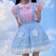 Load image into Gallery viewer, New Japanese Lolita Shirts Cute Girls Short Sleeve Retro Plaid Tops Woman Sweet Kawaii Peter Pan Collar Blouses Fresh Summer