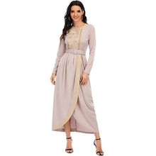 Load image into Gallery viewer, New Muslim Dress With Embroidery And Beaded Long Slim Dress With Belt Moroccan Oriental  Djellaba  2021women's Clothing Dress