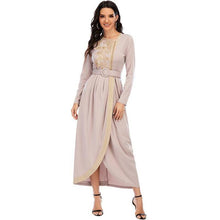 Load image into Gallery viewer, New Muslim Dress With Embroidery And Beaded Long Slim Dress With Belt Moroccan Oriental  Djellaba  2021women's Clothing Dress