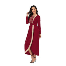 Load image into Gallery viewer, New Muslim Dress With Embroidery And Beaded Long Slim Dress With Belt Moroccan Oriental  Djellaba  2021women's Clothing Dress