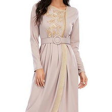 Load image into Gallery viewer, New Muslim Dress With Embroidery And Beaded Long Slim Dress With Belt Moroccan Oriental  Djellaba  2021women's Clothing Dress