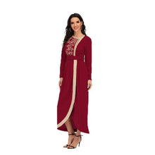 Load image into Gallery viewer, New Muslim Dress With Embroidery And Beaded Long Slim Dress With Belt Moroccan Oriental  Djellaba  2021women's Clothing Dress