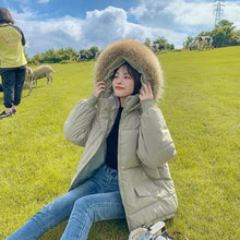 Load image into Gallery viewer, New Short Fur Collar Women's Jackets Zipper Simple Woman Coat Thicken Female Casual Down Jacket Solid Pocket Women Hooded Parka