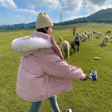 Load image into Gallery viewer, New Short Fur Collar Women's Jackets Zipper Simple Woman Coat Thicken Female Casual Down Jacket Solid Pocket Women Hooded Parka