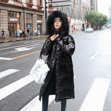 Load image into Gallery viewer, New Women Long Coat Parkas Female Glossy Winter Warm Thicken Faux Fur Coats Silver Down Jacket Parker Jacket Coat