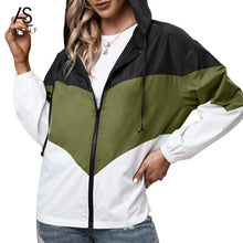 Load image into Gallery viewer, Oversized Jackets Coat Women 2021 Autumn Chic Hooded Coat Patchwork Lightweight Waterproof Raincoat Outdoor Windbreaker Female