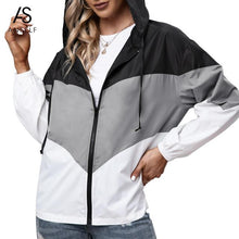 Load image into Gallery viewer, Oversized Jackets Coat Women 2021 Autumn Chic Hooded Coat Patchwork Lightweight Waterproof Raincoat Outdoor Windbreaker Female