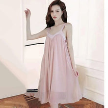 Load image into Gallery viewer, Pajama Set Woman 2 Pieces Summer Sexy Kawaii Clothes Ladies Silk Sleepwear Mesh Yarn Loose Can Be Worn Outside Summer Nightdress