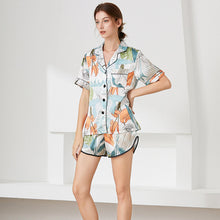 Load image into Gallery viewer, Pajama Sets Summer Sleepwear Women Pajamas Silk Sleepwear Set Printing Nightwear Two Piece Suit Home Clothes Nightgown Nightie