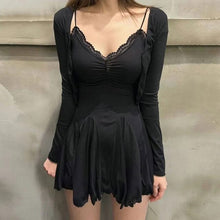 Load image into Gallery viewer, Pajamas For Women Sexy Bras Solid Elegant Mini Dress Sleepwear Kawaii Party Dress Female  Korean Fashion Dress 2 Piece Set