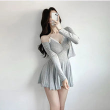 Load image into Gallery viewer, Pajamas For Women Sexy Bras Solid Elegant Mini Dress Sleepwear Kawaii Party Dress Female  Korean Fashion Dress 2 Piece Set