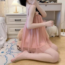 Load image into Gallery viewer, Pajamas Set Woman 2 Pieces Cute Star Suspenders Sleepwear Summer Pure Desire Wind Mesh Night Dress Home Wear Suit Female