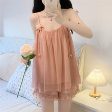 Load image into Gallery viewer, Pajamas Set Woman 2 Pieces Cute Star Suspenders Sleepwear Summer Pure Desire Wind Mesh Night Dress Home Wear Suit Female