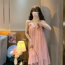 Load image into Gallery viewer, Pajamas Set Woman 2 Pieces Cute Star Suspenders Sleepwear Summer Pure Desire Wind Mesh Night Dress Home Wear Suit Female