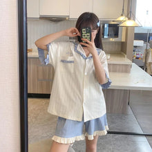 Load image into Gallery viewer, Pajamas Set Woman 2 Pieces Summer Sleepwear Breathable Sweet Cute Korean Version Short Sleeve Shorts Loose Home Wear Female Suit