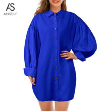 Load image into Gallery viewer, Party Long Oversized Shirt Dress Beach Vestido Women Plus Size Loose Blouse Shirts Chic Plus Size Puff Sleeves Shirt Dress S-3XL