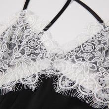 Load image into Gallery viewer, Patchwork Lace Nightgowns Backless Nighties Satin Nightdress Women Sleepshirts Sexy Hot Erotic Silk Lingerie Bridesmaids Black