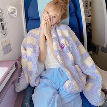 Load image into Gallery viewer, Plaid Sweet Furl Coat Women Warm Winter Trend Coats and Jakets Female Loose Japanese Style Kawaii Korean Overcoat Women 2020 New