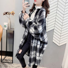 Load image into Gallery viewer, Plaid Vintage Shirt Harajuku Women's Blouses Turn-Down Collar 2021 New Loose Long-Sleeved All Match Shirt Western Style Top Coat