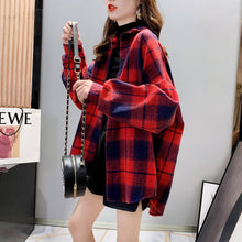 Load image into Gallery viewer, Plaid Vintage Shirt Harajuku Women's Blouses Turn-Down Collar 2021 New Loose Long-Sleeved All Match Shirt Western Style Top Coat