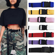 Load image into Gallery viewer, Plastic Buckle Canvas Long Belt for Women Black Red White Female Waist Belt Strap Girls Jeans Pants Waistband Ceinture Femme