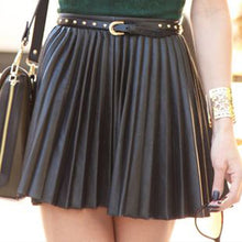 Load image into Gallery viewer, Pleated Faux Leather High-waiste Women&#39;s Mini Skirt Sexy Black Female Short Skirt 2021 New Spring Summer Fashion Ladies Bottoms
