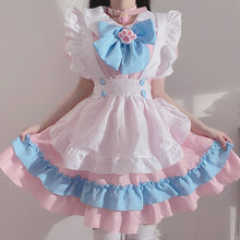 Load image into Gallery viewer, Plus Size 5XL Women Maid Outfit Cosplay Anime Lolita Costume Cute Cat Pink Blue Lace Trim Apron Cat Paw Lolita Dresses Full Set